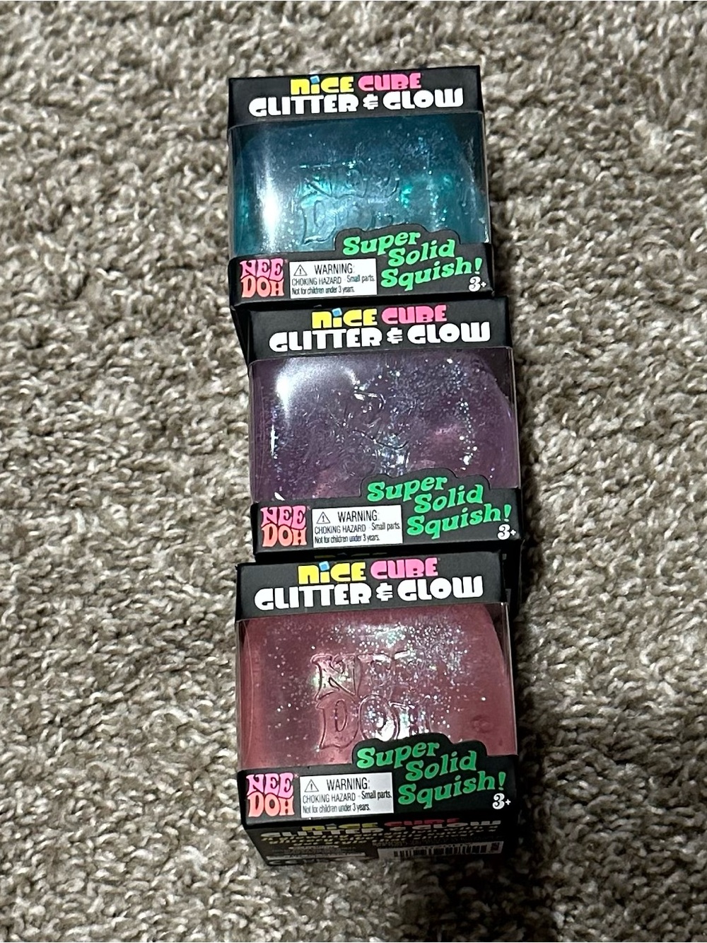 Glitter & Glow Nice Cube Needoh-  Full set of all 3 colors